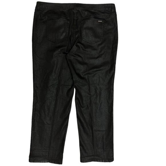 Jennifer Lopez 20W Jeans Straight Black Stylish Snake Reptile Stretch 30" Inseam - Picture 3 of 3